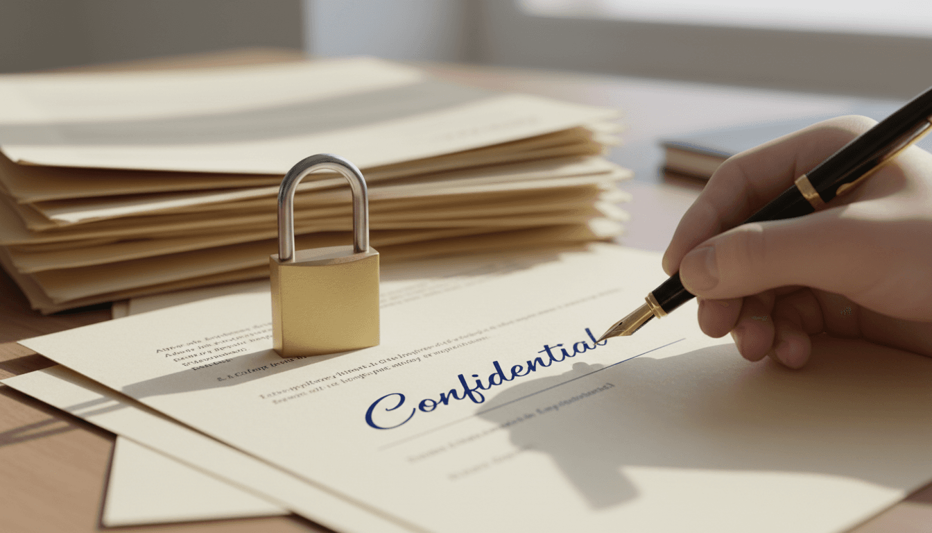 Small brass padlock on signed papers