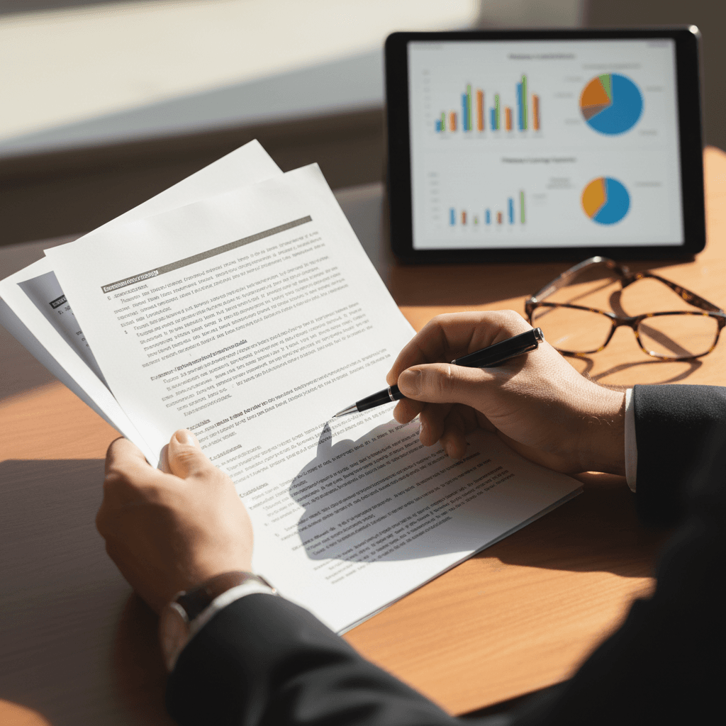 Life insurance policy document on a desk with a pen, ready to sign